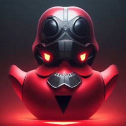 duck #137 | Photo of a blend of droid, rubber ducky and duckling as king with red reflections in eyes, cyberpunk cyborg, sci - fi, intricate abstract upper body intricate artwork, by tooth wu, wlop, beeple