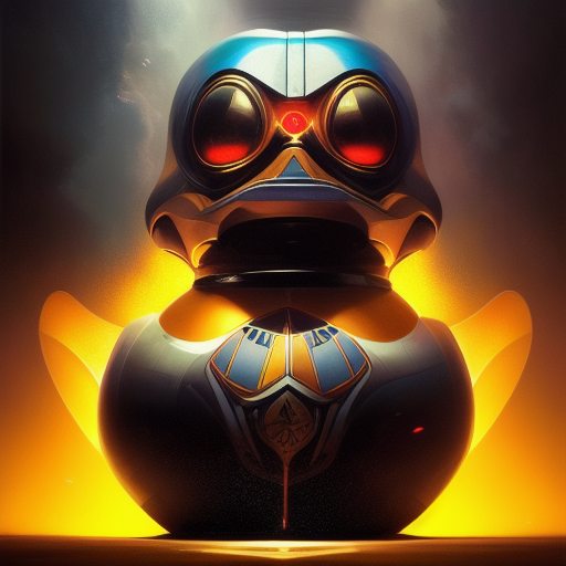 duck #265 | Photo of a blend of droid and rubber ducky, cosmic energy, colorful, painting burst, dramatic lighting, tone mapped, intricate, elegant, highly detailed, digital painting, artstation, concept art