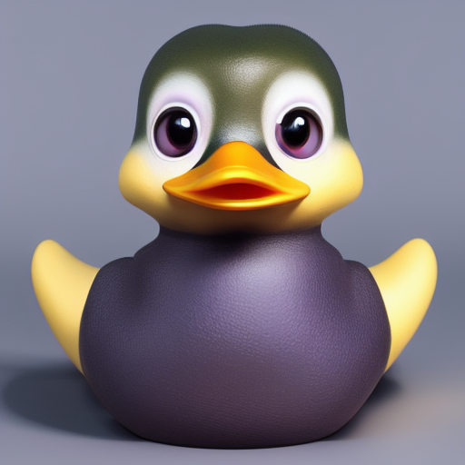 duck #437 | A cute little blend of duckling and rubber duckie, large eyes, very cute, professional majestic oil painting, 3d render, cgi