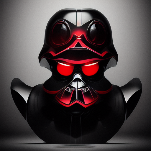 duck #79 | Photo of a blend of darth vader, droid, rubber ducky and duckling as king with red reflections in eyes, cyberpunk cyborg, sci - fi, intricate abstract upper body intricate artwork, by tooth wu, wlop