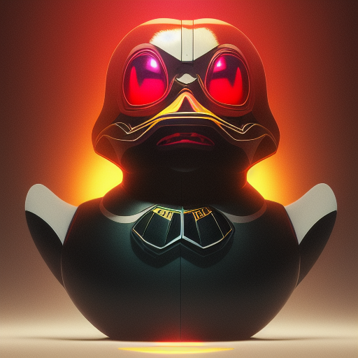 duck #21 | Photo of a blend of alien, rubber ducky and duckling as king with red reflections in eyes, cyberpunk cyborg, sci - fi, intricate abstract upper body intricate artwork, by tooth wu, wlop, beeple