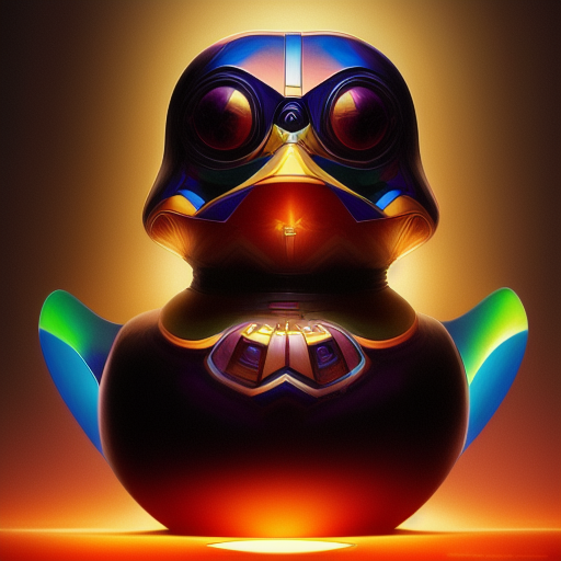 duck #196 | Photo of a blend of droid and rubber ducky, cosmic energy, colorful, painting burst, dramatic lighting, tone mapped, intricate, elegant, highly detailed, digital painting, artstation, concept art