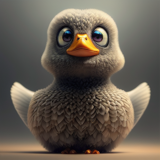 duck #673 | 3d fluffy a cute black duck, strong colors, perfect beak, colorful, soft smooth lighting , 3d fluffy, closeup cute and adorable, cute big circular reflective eyes, long fuzzy fur, Pixar render