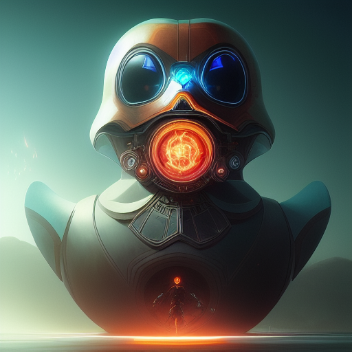 duck #223 | Photo of a blend of droid and rubber ducky, cosmic energy, colorful, painting burst, dramatic lighting, tone mapped, intricate, elegant, highly detailed, digital painting, artstation, concept art