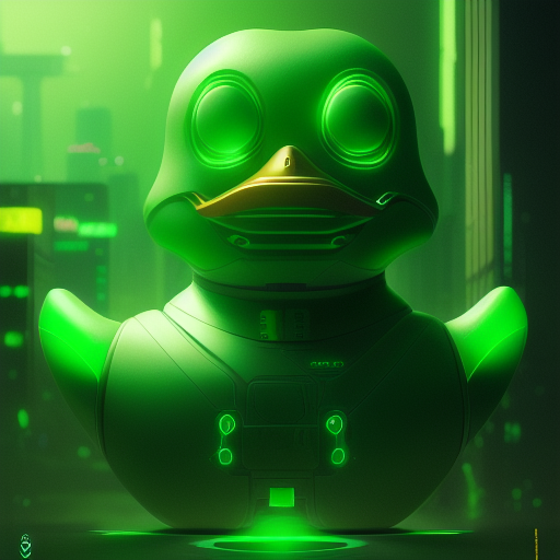 duck #315 | A very green rubber duck, cyberpunk cyborg, sci - fi, intricate abstract upper body intricate artwork, by tooth wu, wlop, beeple, dan mumford. concept art, octane render, deviantart, greg rutkowski