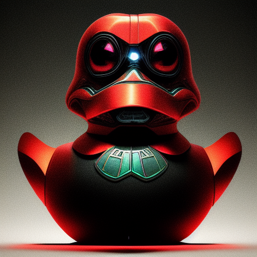 duck #136 | Photo of a blend of droid, rubber ducky and duckling as king with red reflections in eyes, cyberpunk cyborg, sci - fi, intricate abstract upper body intricate artwork, by tooth wu, wlop, beeple