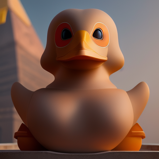 duck #514 | Enourmous statue of blend of egyptian duck sphinx and rubber ducky, egyptian god, professional, majestic, trending on CGSociety, volumetric lighting, masterpiece, intricate, elegant, highly detailed