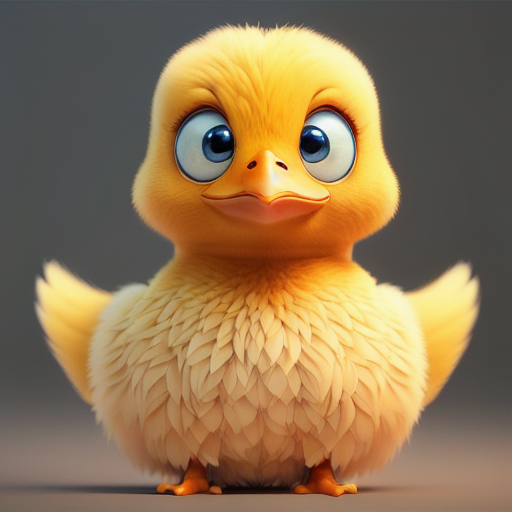 duck #706 | 3d fluffy a cute yellow duck, strong colors, perfect beak, colorful, big eyes, tiny toy, animated movie character, soft smooth lighting , 3d fluffy, closeup cute and adorable