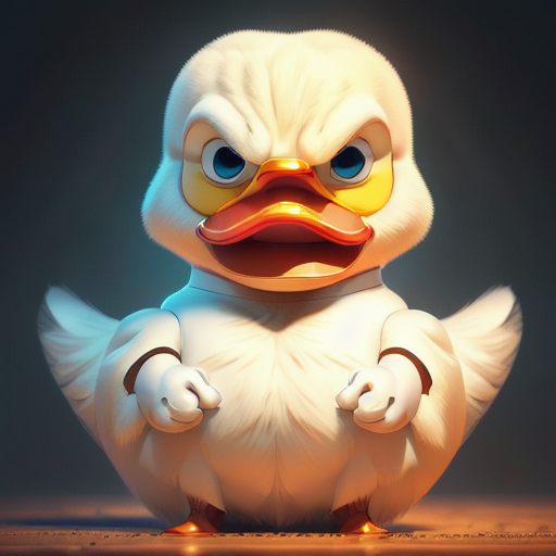 duck #752 | A muscular angry white blend of duck and creature dressed like a chemist, sci-fi, science fiction, cyberpunk, stone-like, Shigeru Miyamoto, J. G. Quintel, ferocious head, angry eyes