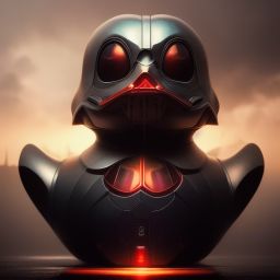 duck #65 | Photo of a blend of darth vader, rubber ducky and duckling as king with red reflections in eyes, professional majestic oil painting by Ed Blinkey,Atey Ghailan,Studio Ghibli,by Jeremy Mann