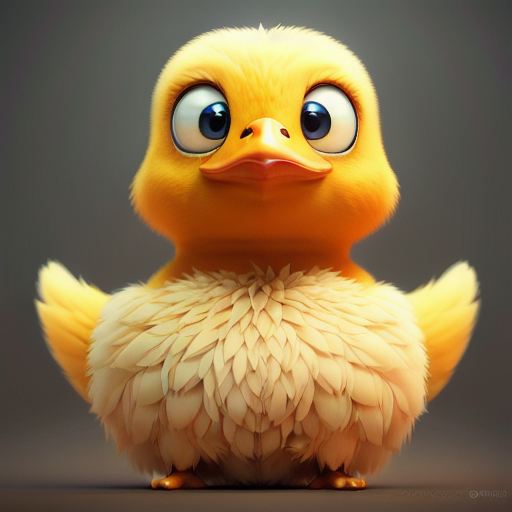 duck #718 | 3d fluffy a cute yellow duck, strong colors, perfect beak, colorful, big eyes, tiny toy, animated movie character, soft smooth lighting , 3d fluffy, closeup cute and adorable