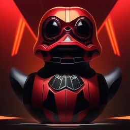 duck #79 | Photo of a blend of darth vader, droid, rubber ducky and duckling as king with red reflections in eyes, cyberpunk cyborg, sci - fi, intricate abstract upper body intricate artwork, by tooth wu, wlop