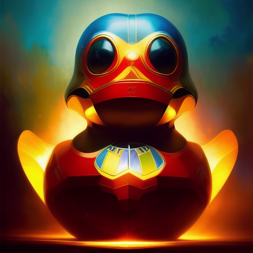 duck #261 | Photo of a blend of droid and rubber ducky, cosmic energy, colorful, painting burst, dramatic lighting, tone mapped, intricate, elegant, highly detailed, digital painting, artstation, concept art