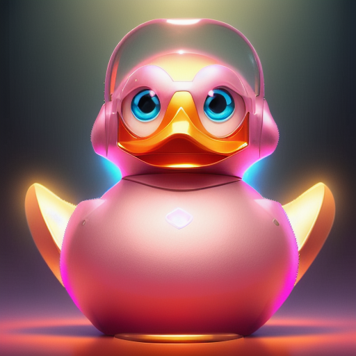 duck #885 | A cheerful surprised pink blend of duck and robot dressed like a alchemist, from an adventure movie, translucent, Charles Csuri, Doug TenNapel, 3d fluffy, closeup cute and adorable