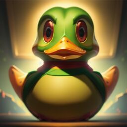 duck #925 | A lazy fearful rainbow blend of duck and creature dressed like a engineer, sci-fi, science fiction, cyberpunk, smooth, Charles Csuri, Josh Bayer, masterpiece, colorful, painting burst