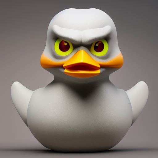 duck #403 | A angry looking blend of bird and rubber duck, large eyes, menacing look, professional majestic oil painting, 3d render, cgi