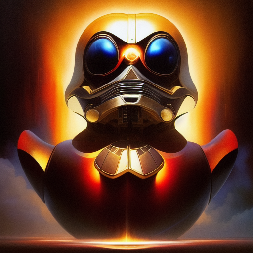 duck #237 | Photo of a blend of droid and rubber ducky, cosmic energy, colorful, painting burst, dramatic lighting, tone mapped, intricate, elegant, highly detailed, digital painting, artstation, concept art