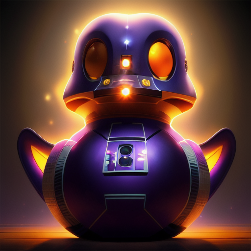 duck #919 | A charming curious purple blend of duck and droid dressed like a martial artist, from an action movie, translucent, Kerem Beyit, Charles Schulz, cyberpunk cyborg, sci - fi