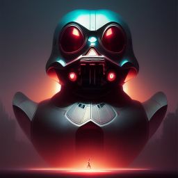 duck #102 | Photo of a blend of darth vader, droid, rubber ducky and duckling as king with red reflections in eyes, professional majestic oil painting by Ed Blinkey,Atey Ghailan,Studio Ghibli,by Jeremy Mann