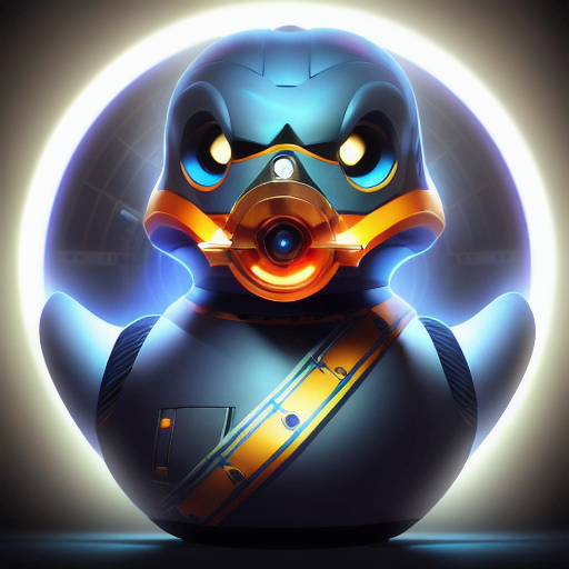 duck #866 | A quirky angry blue blend of duck and droid dressed like a butler, sci-fi, science fiction, cyberpunk, metallic, Antoine Collignon, Lotte Reiniger, ferocious head, angry eyes