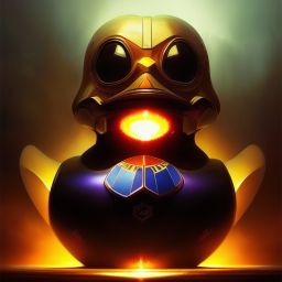 duck #249 | Photo of a blend of droid and rubber ducky, cosmic energy, colorful, painting burst, dramatic lighting, tone mapped, intricate, elegant, highly detailed, digital painting, artstation, concept art