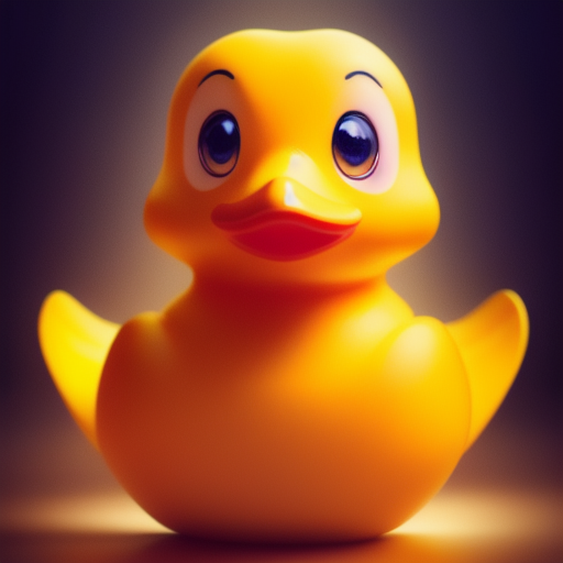 duck #494 | A cute blend of duckling and rubber duckie, cute toy, very cute, professional, majestic, 3d render, cgi, cosmic energy, colorful, painting burst, symmetrical face, dramatic lighting, tone mapped