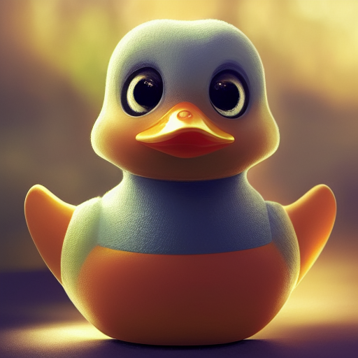 duck #440 | A cute little blend of duckling and rubber duckie, large eyes, very cute, professional majestic oil painting, 3d render, cgi, cosmic energy, colorful, painting burst, beautiful face, symmetrical face