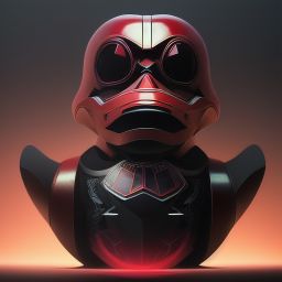 duck #141 | Photo of a blend of droid, rubber ducky and duckling as king with red reflections in eyes, cyberpunk cyborg, sci - fi, intricate abstract upper body intricate artwork, by tooth wu, wlop, beeple