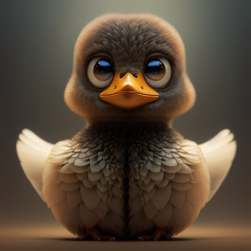 duck #686 | 3d fluffy a cute brown duck, strong colors, perfect beak, colorful, soft smooth lighting , 3d fluffy, closeup cute and adorable, cute big circular reflective eyes, long fuzzy fur, Pixar render