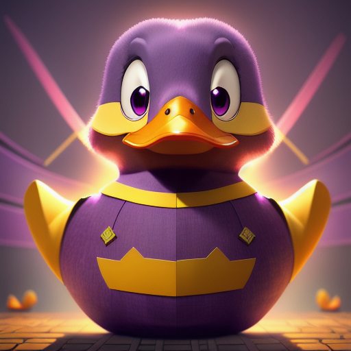 duck #733 | A lazy joyful purple duck, dressed like a samurai, fantasy movie setting, translucent, Aykut Aydogdu, Rebecca Sugar, masterpiece, colorful, unreal engine, cinematic, intricate detail, cinematic