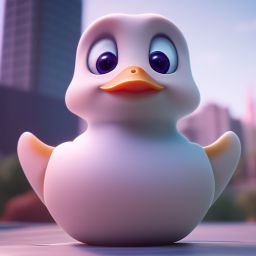 duck #577 | An adorable baby duckling dressed as a superhero, complete with a cape and a mask, ready to save the day, standing proudly on a skyscraper rooftop, overlooking a bustling city