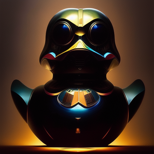 duck #200 | Photo of a blend of droid and rubber ducky, cosmic energy, colorful, painting burst, dramatic lighting, tone mapped, intricate, elegant, highly detailed, digital painting, artstation, concept art