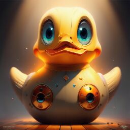 duck #947 | A gentle confident black blend of duck and statue dressed like a ninja, from an action movie, fluffy, Michael Vincent Manalo, Sergio Aragones, ferocious head, angry eyes, football team emblem logo