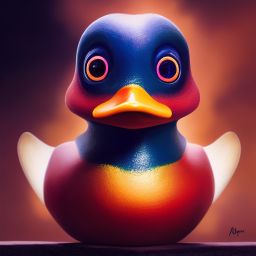 duck #442 | A colorful little blend of duckling and duckie, large eyes, very cute, professional majestic oil painting, 3d render, cgi, cosmic energy, colorful, painting burst, beautiful face, symmetrical face