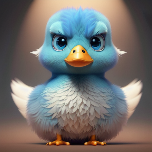 duck #715 | 3d fluffy a cute blue duck, strong colors, perfect beak, colorful, big eyes, tiny toy, animated movie character, soft smooth lighting , 3d fluffy, closeup cute and adorable