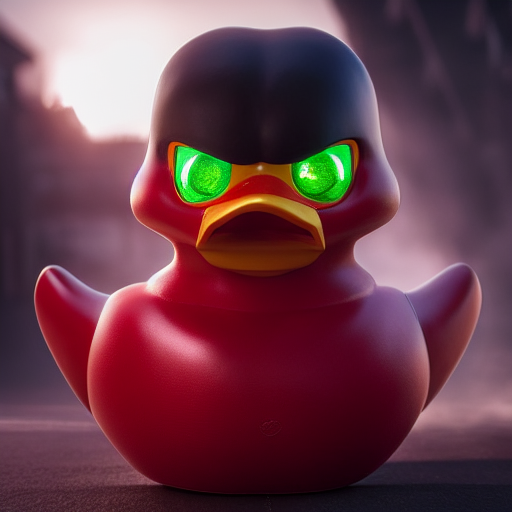 duck #416 | A angry looking blend of luchador and rubber duck, large eyes, menacing, professional majestic oil painting, 3d render, cgi