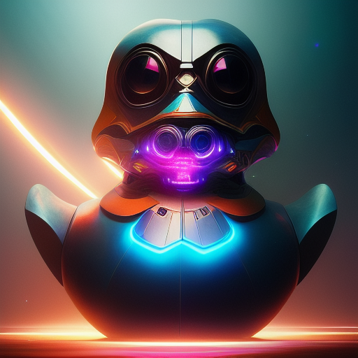 duck #213 | Photo of a blend of droid and rubber ducky, cosmic energy, colorful, painting burst, dramatic lighting, tone mapped, intricate, elegant, highly detailed, digital painting, artstation, concept art