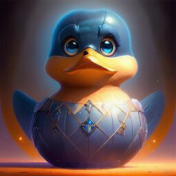 duck #934 | A simple confident blue blend of duck and fairy dressed like a alchemist, sci-fi, science fiction, cyberpunk, fluffy, Kerem Beyit, Lotte Reiniger, masterpiece, colorful, painting burst