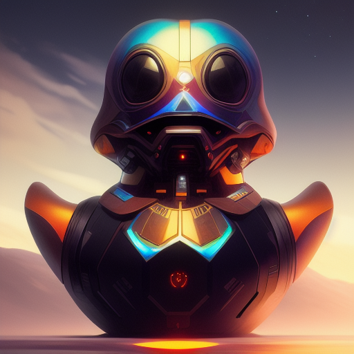 duck #221 | Photo of a blend of droid and rubber ducky, cosmic energy, colorful, painting burst, dramatic lighting, tone mapped, intricate, elegant, highly detailed, digital painting, artstation, concept art