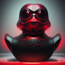 duck #180 | Photo of a blend of sith and rubber ducky as king with red reflections in eyes, cyberpunk cyborg, sci - fi, intricate abstract upper body intricate artwork, by tooth wu, wlop, beeple