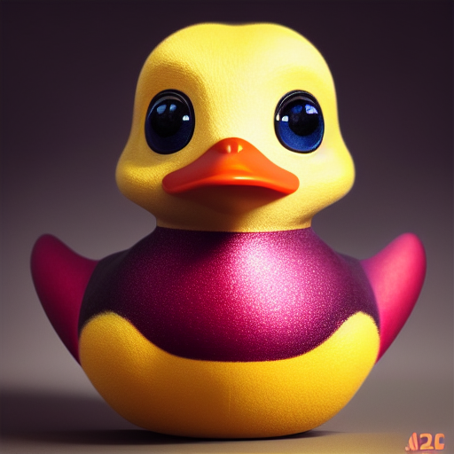 duck #448 | Cute little blend of duckling and duckie, toy, large eyes, very cute, professional majestic oil painting, 3d render, cgi, cosmic energy, colorful, painting burst, beautiful face, symmetrical face