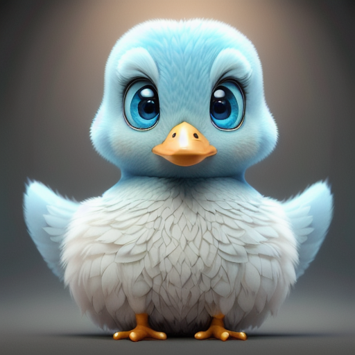 duck #709 | 3d fluffy a cute blue duck, strong colors, perfect beak, colorful, big eyes, tiny toy, animated movie character, soft smooth lighting , 3d fluffy, closeup cute and adorable