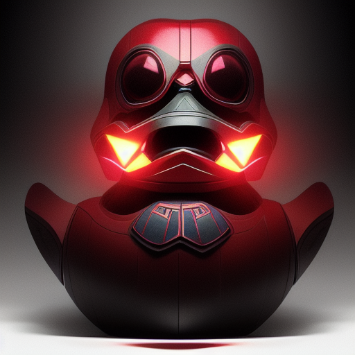 duck #87 | Photo of a blend of droid, rubber ducky and duckling as king with red reflections in eyes, cyberpunk cyborg, sci - fi, intricate abstract upper body intricate artwork, by tooth wu, wlop, beeple