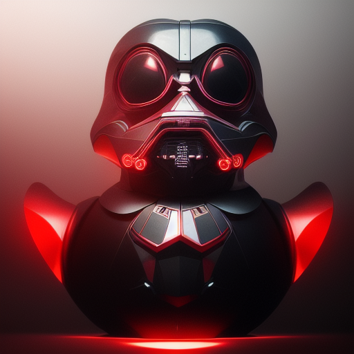 duck #104 | Photo of a blend of darth vader, droid, rubber ducky and duckling as king with red reflections in eyes, cyberpunk cyborg, sci - fi, intricate abstract upper body intricate artwork, by tooth wu, wlop