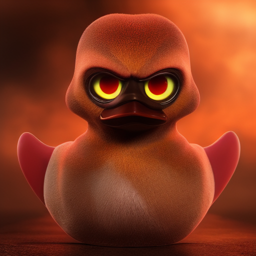 duck #405 | A angry looking blend of bird and rubber duck, large eyes, menacing look, professional majestic oil painting, 3d render, cgi