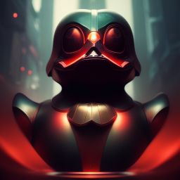 duck #42 | Photo of a blend of darth vader, rubber ducky and duckling as king with red reflections in eyes, professional majestic oil painting by Ed Blinkey,Atey Ghailan,Studio Ghibli,by Jeremy Mann