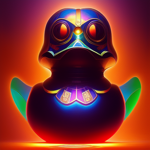 duck #192 | Photo of a blend of droid and rubber ducky, cosmic energy, colorful, painting burst, dramatic lighting, tone mapped, intricate, elegant, highly detailed, digital painting, artstation, concept art