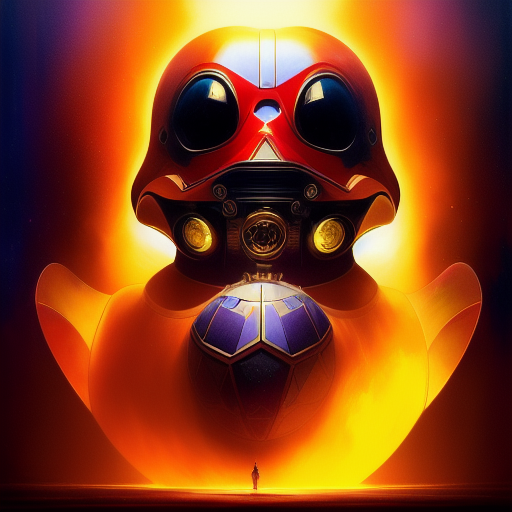 duck #281 | Photo of a blend of droid and rubber ducky, cosmic energy, colorful, painting burst, dramatic lighting, tone mapped, intricate, elegant, highly detailed, digital painting, artstation, concept art