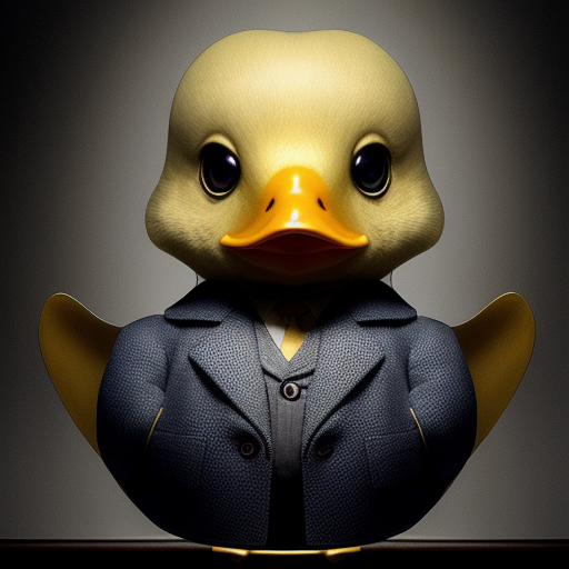 duck #611 | A curious duckling dressed as a detective, wearing a trench coat and a magnifying glass in its wing, ready to solve a mystery