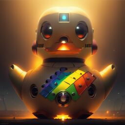 duck #932 | A friendly sad rainbow blend of duck and droid dressed like a pilot, horror movie style, feathery, Christian Schloe, Thomas Nast, professional majestic oil painting by Ed Blinkey,Atey Ghailan